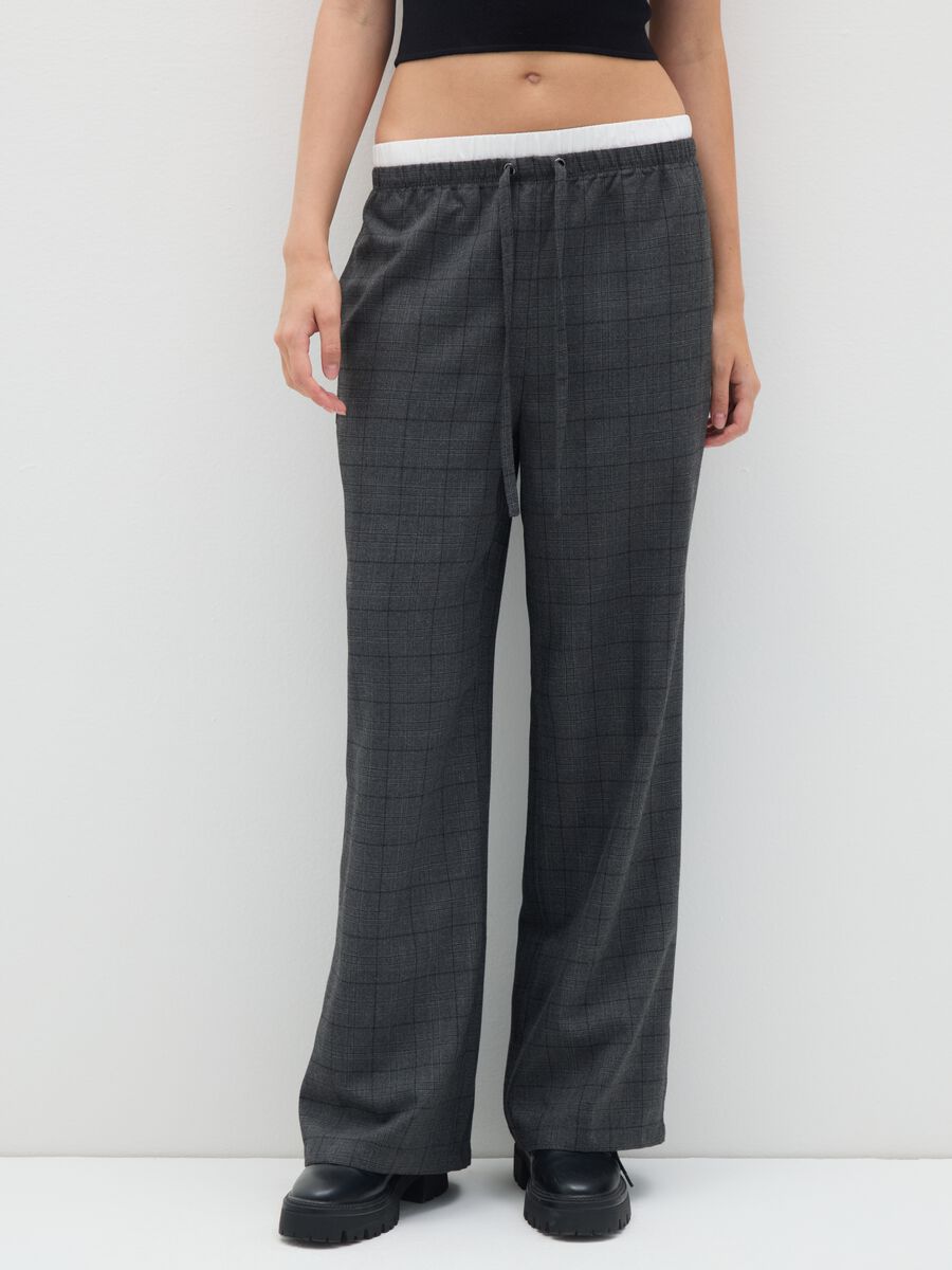 Pantaloni multicolor a quadri wide leg_1