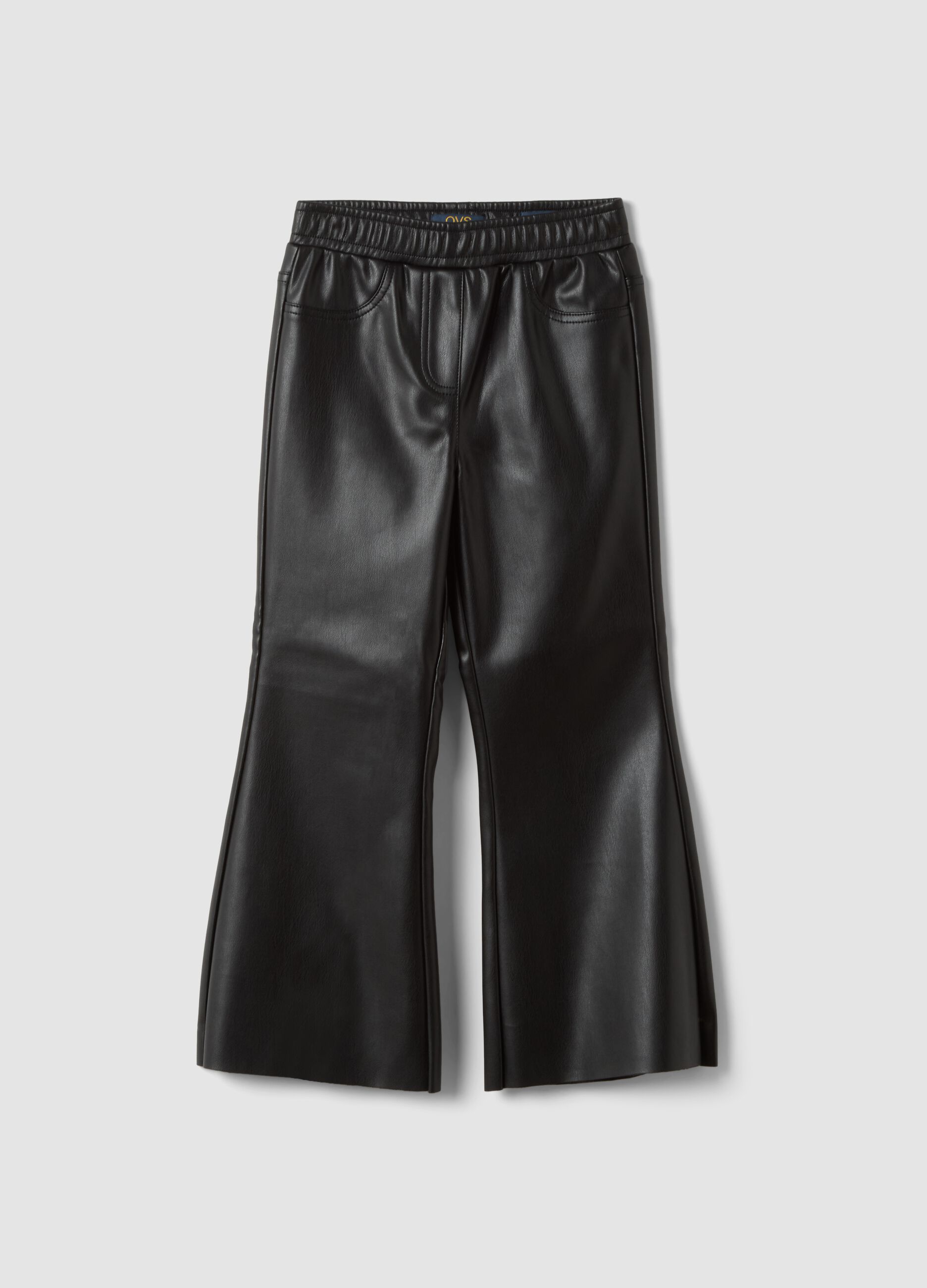 Pantaloni neri flare con vita elasticizzata
