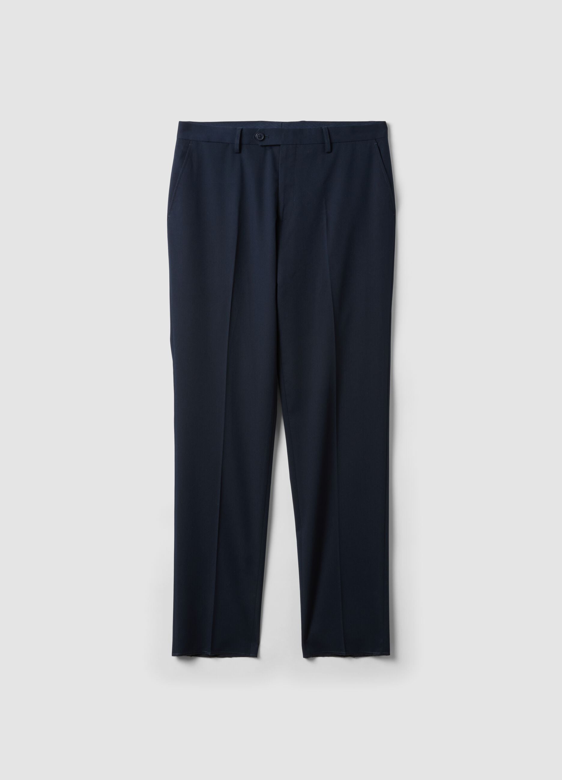 Blue formal regular-fit stretch viscose trousers