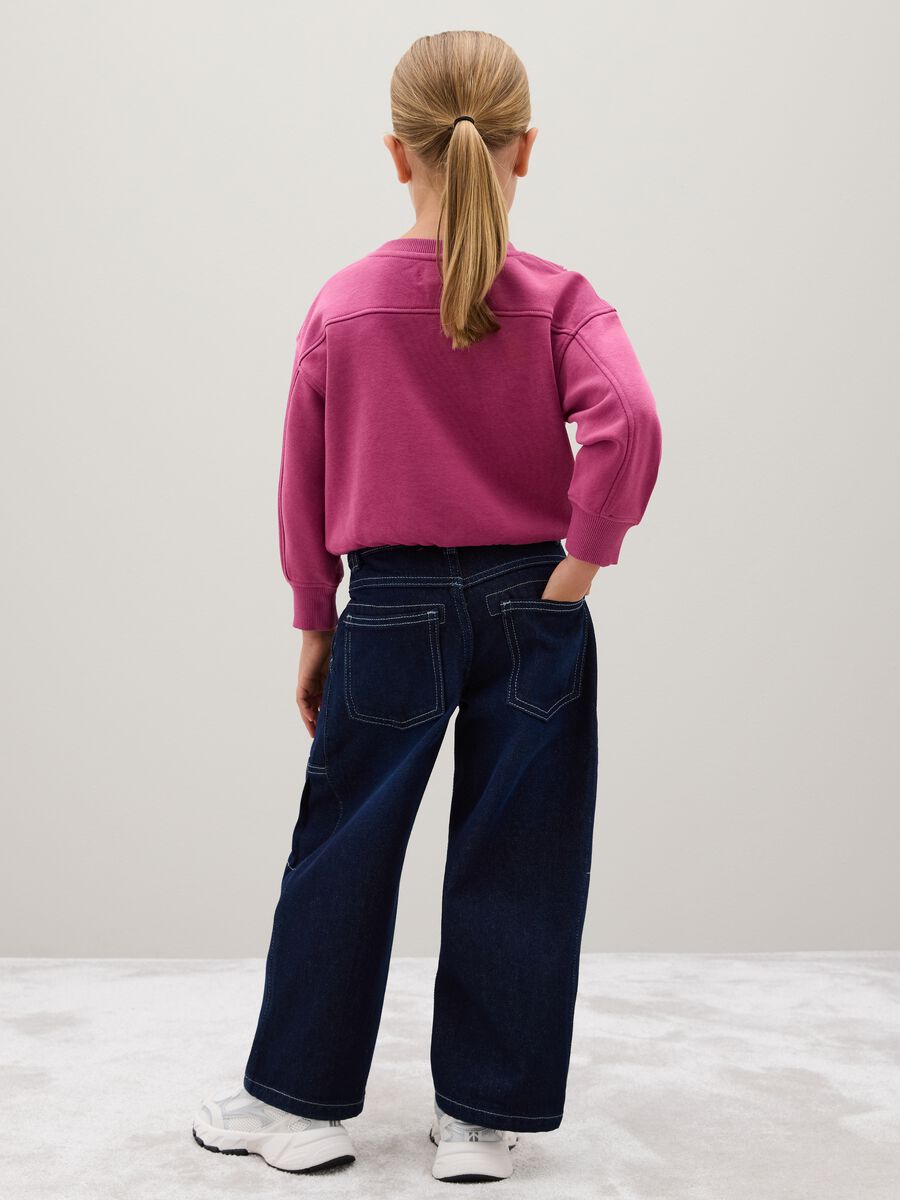 Jeans da ragazza in puro cotone blu baggy_2