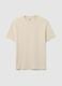 Regular fit beige pure cotton T-shirt_4