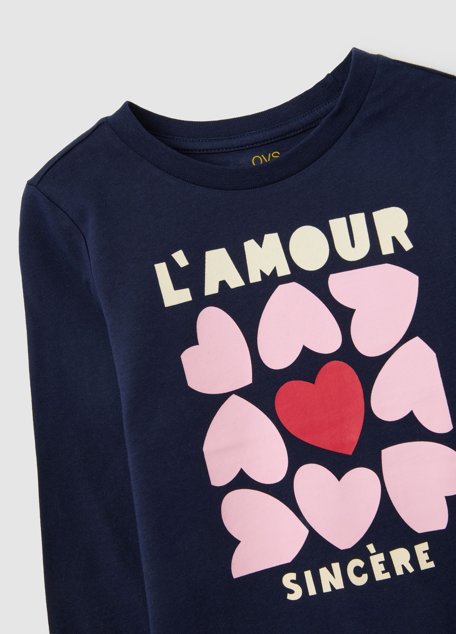 Girls' Regular Fit Blue Cotton T-Shirt with Print