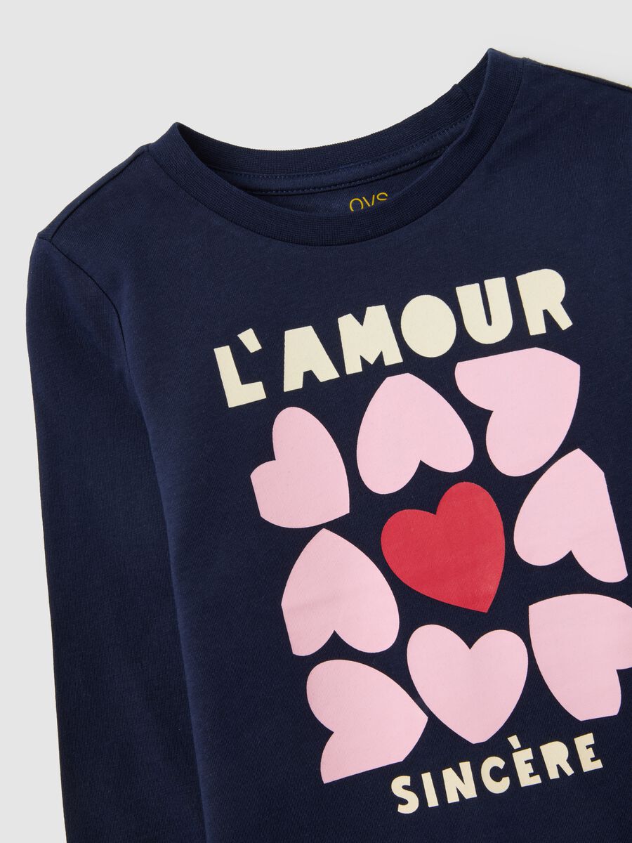 Girls' Regular Fit Blue Cotton T-Shirt with Print_2