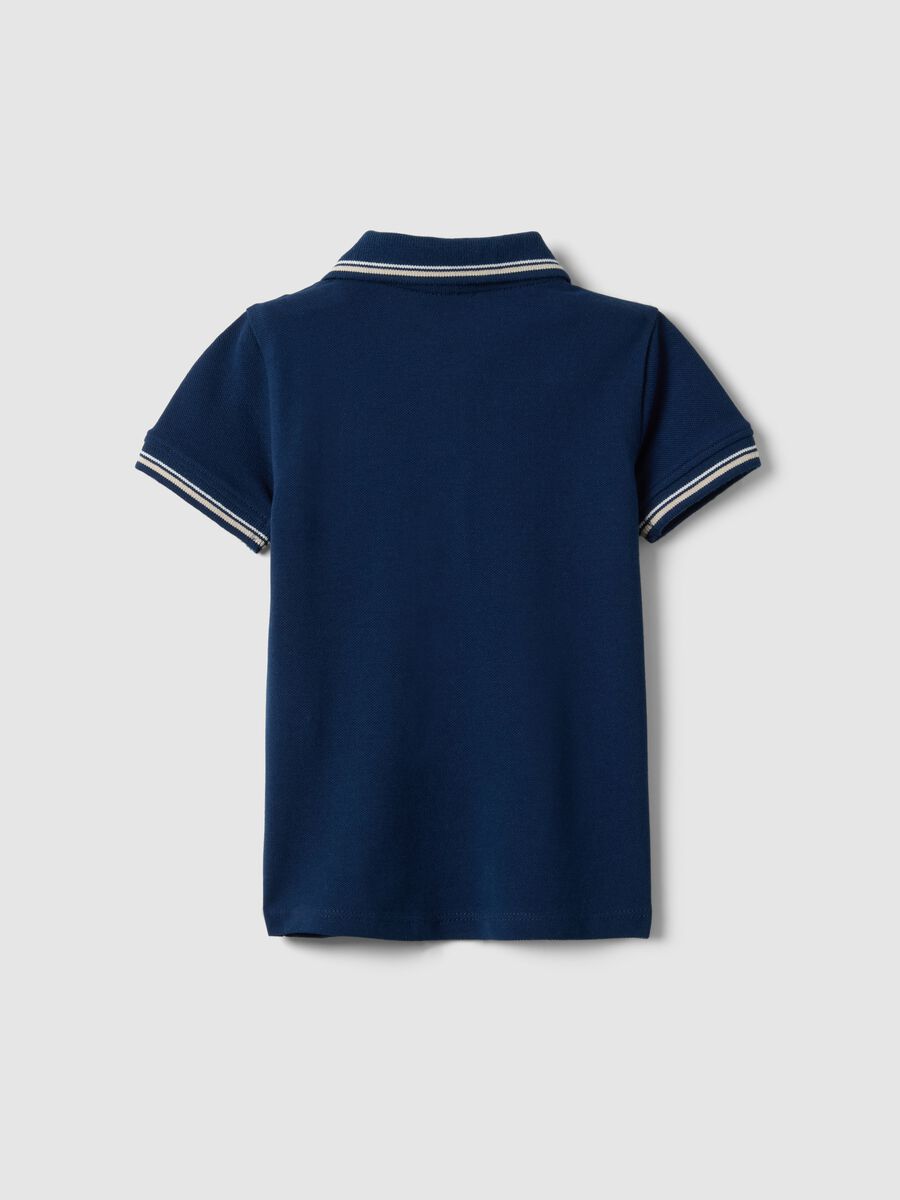 Kid's regular fit blue short sleeve pure cotton polo shirt_1