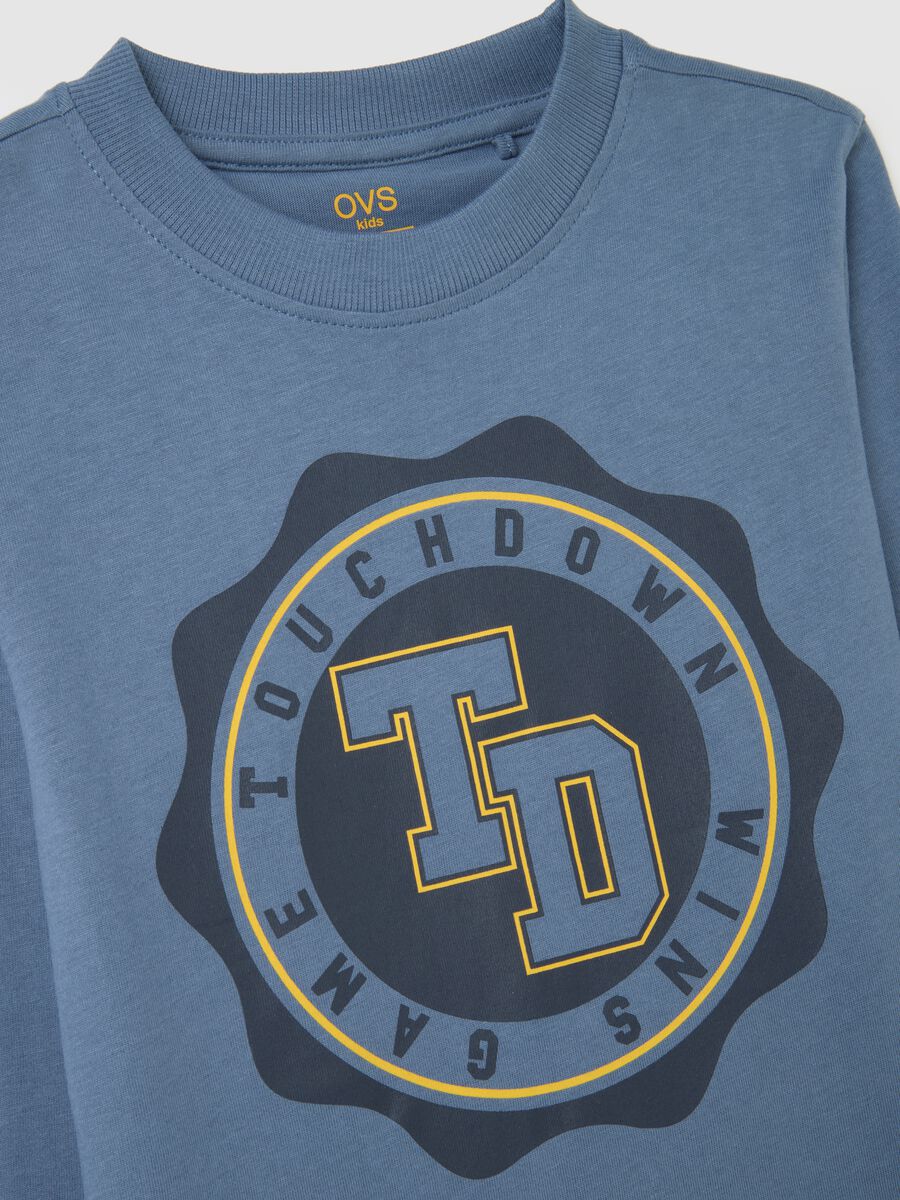 Children's blue pure cotton regular fit t-shirt with print_2