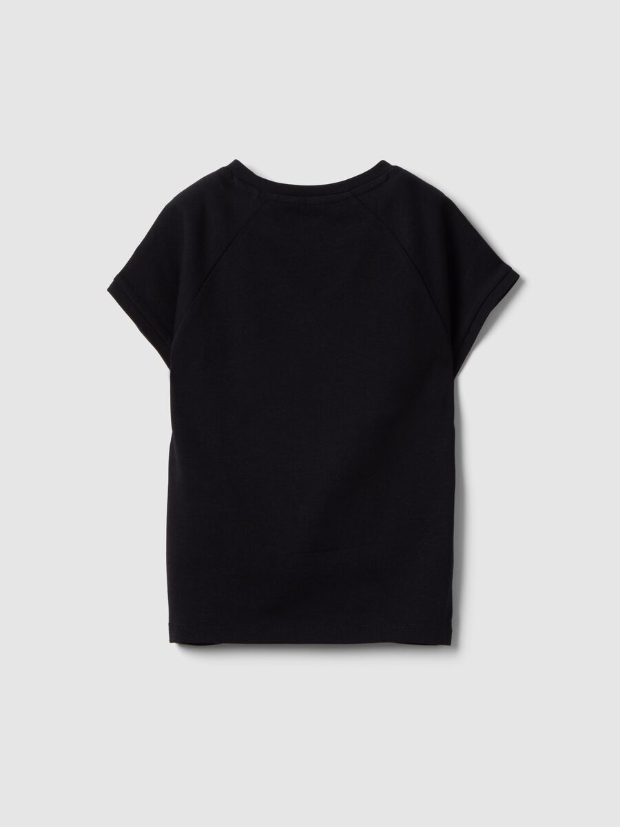 Girls' black stretch cotton slim fit t-shirt_1