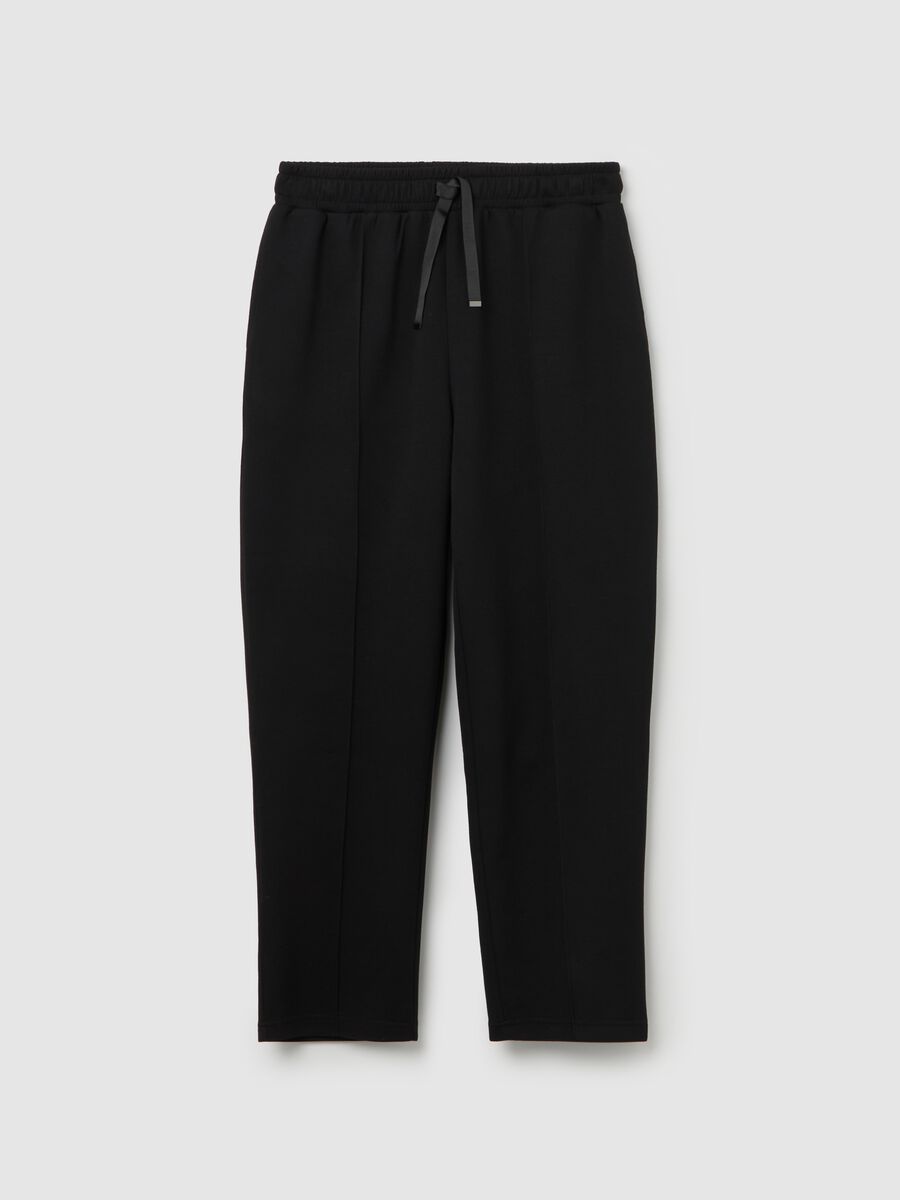 Curvy plush joggers with embossed seams_4