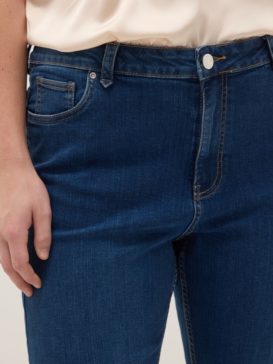 Blue stretch cotton flare jeans_3