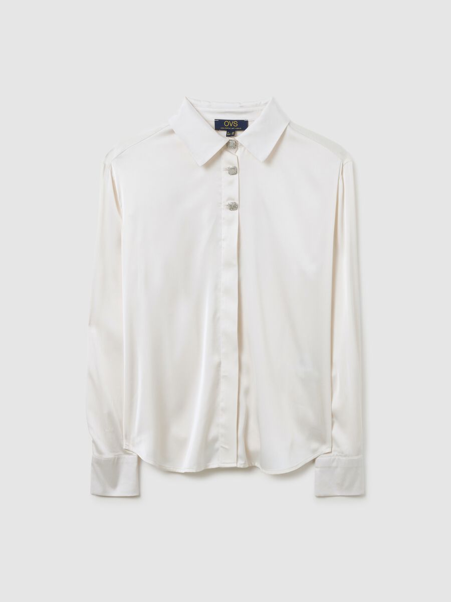 White satin regular fit shirt with buttons_4