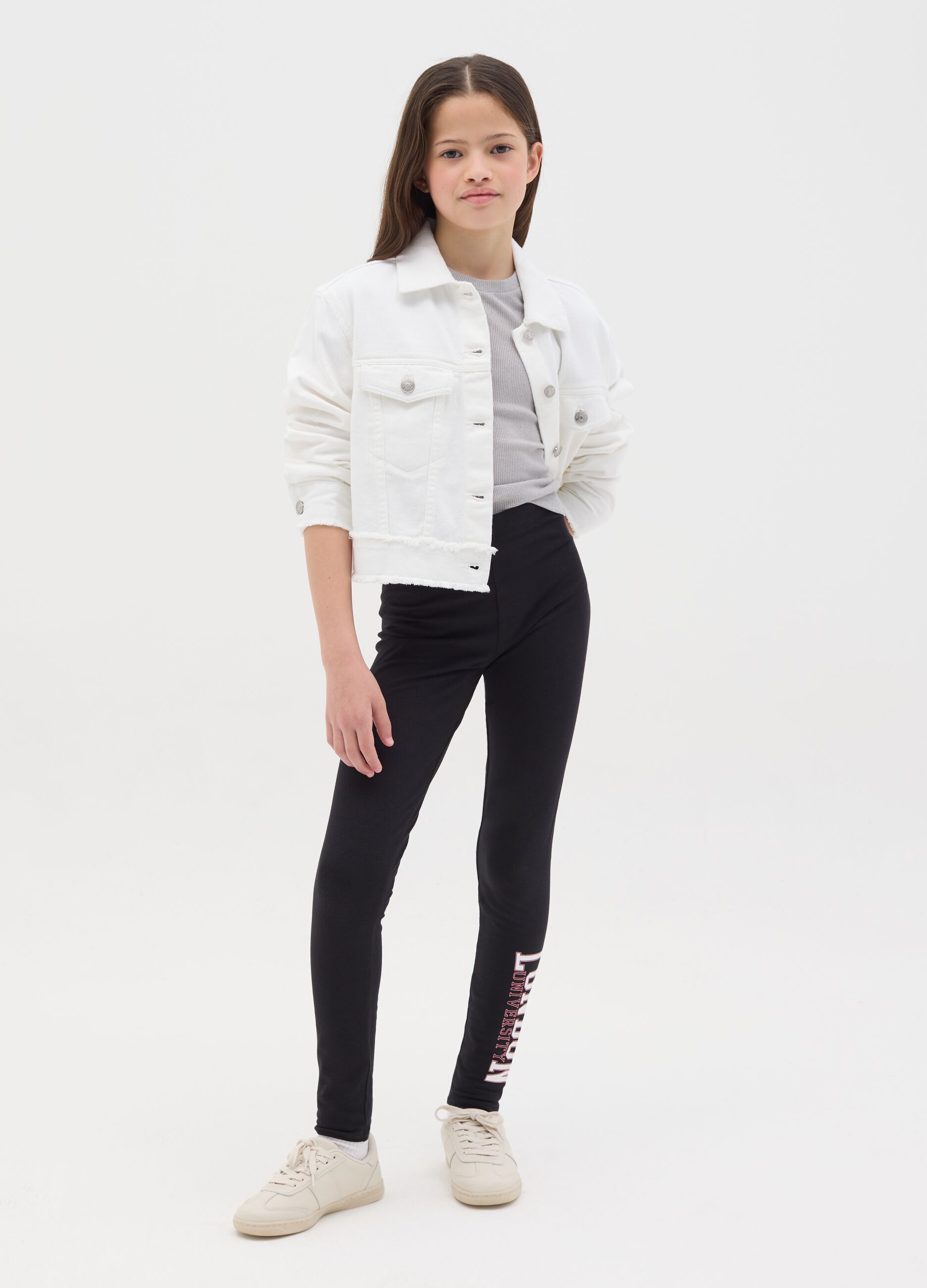 Printed stretch cotton leggings