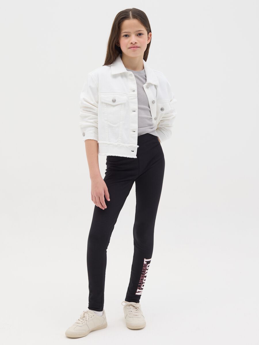 Leggings in cotone stretch con stampa _1