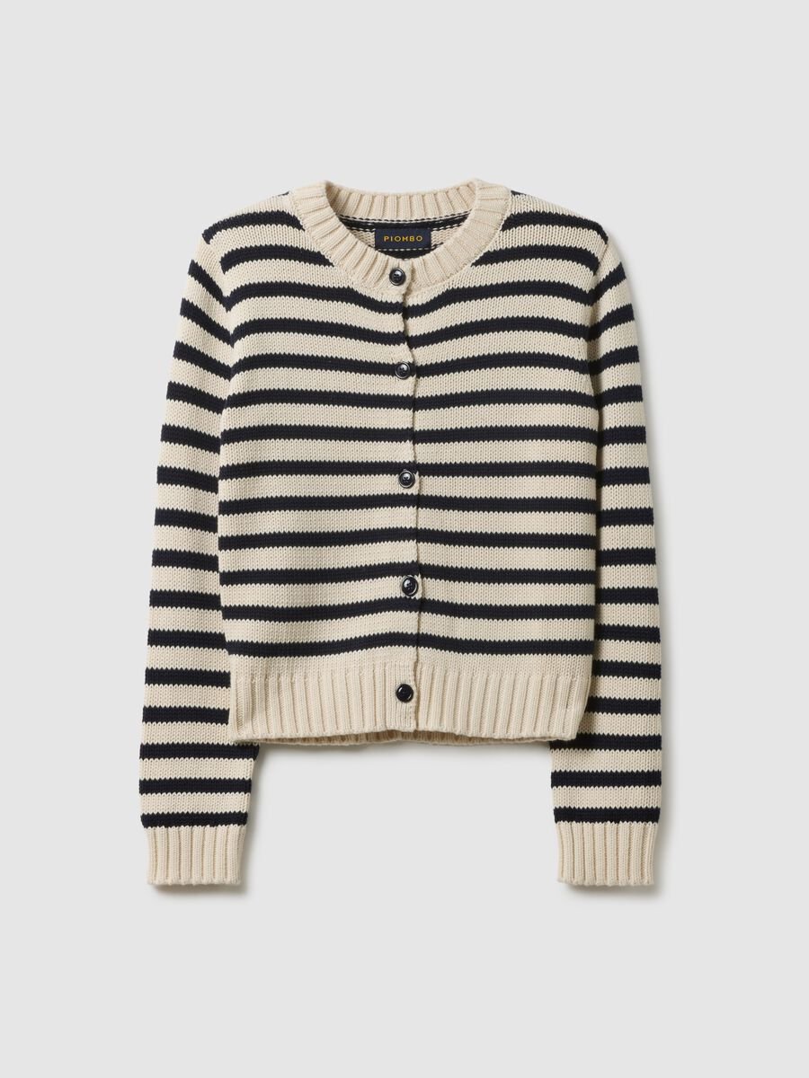 Multicolour striped cardigan in pure cotton regular fit with buttons_4
