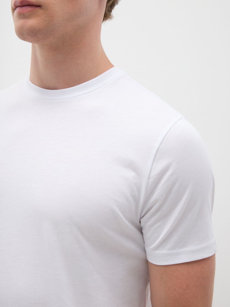Tripack di t-shirt da uomo in puro cotone bianche regular fit_2