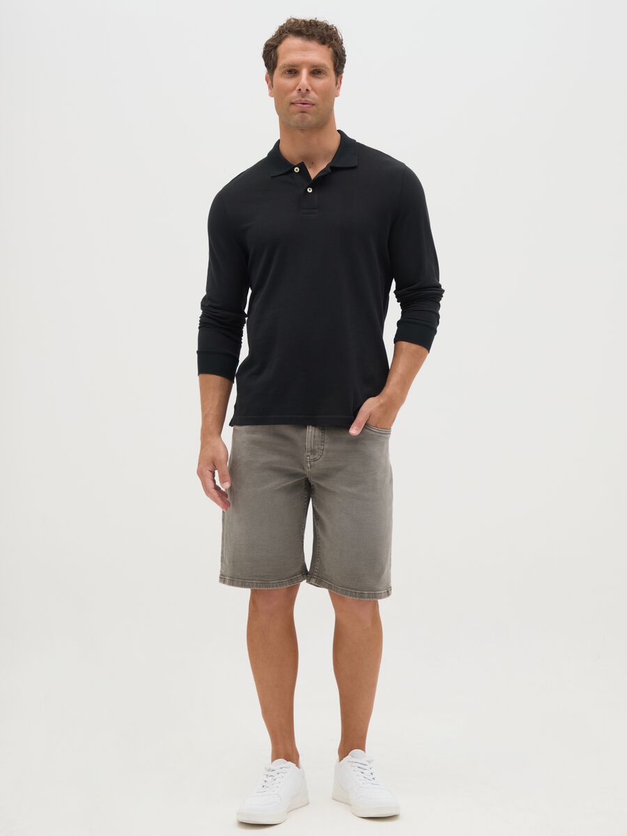 Men's grey denim regular fit shorts_0