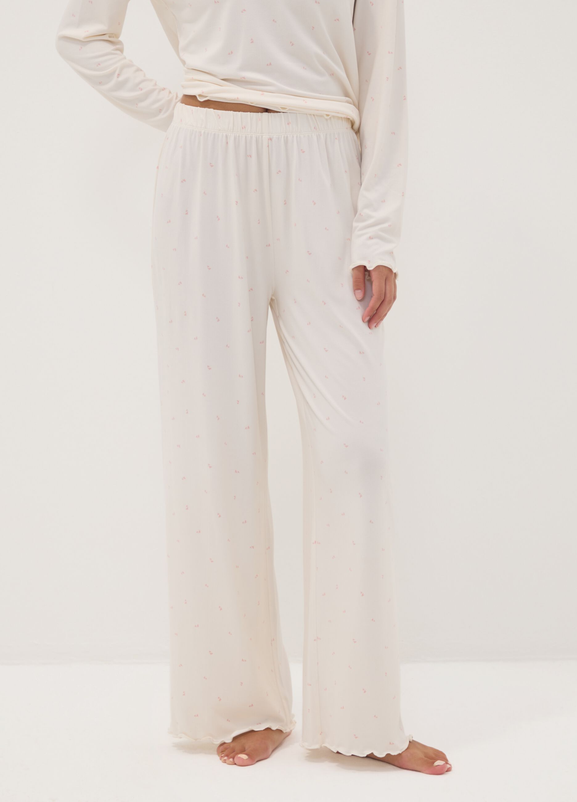 Black stretch-fabric crew-neck pyjamas