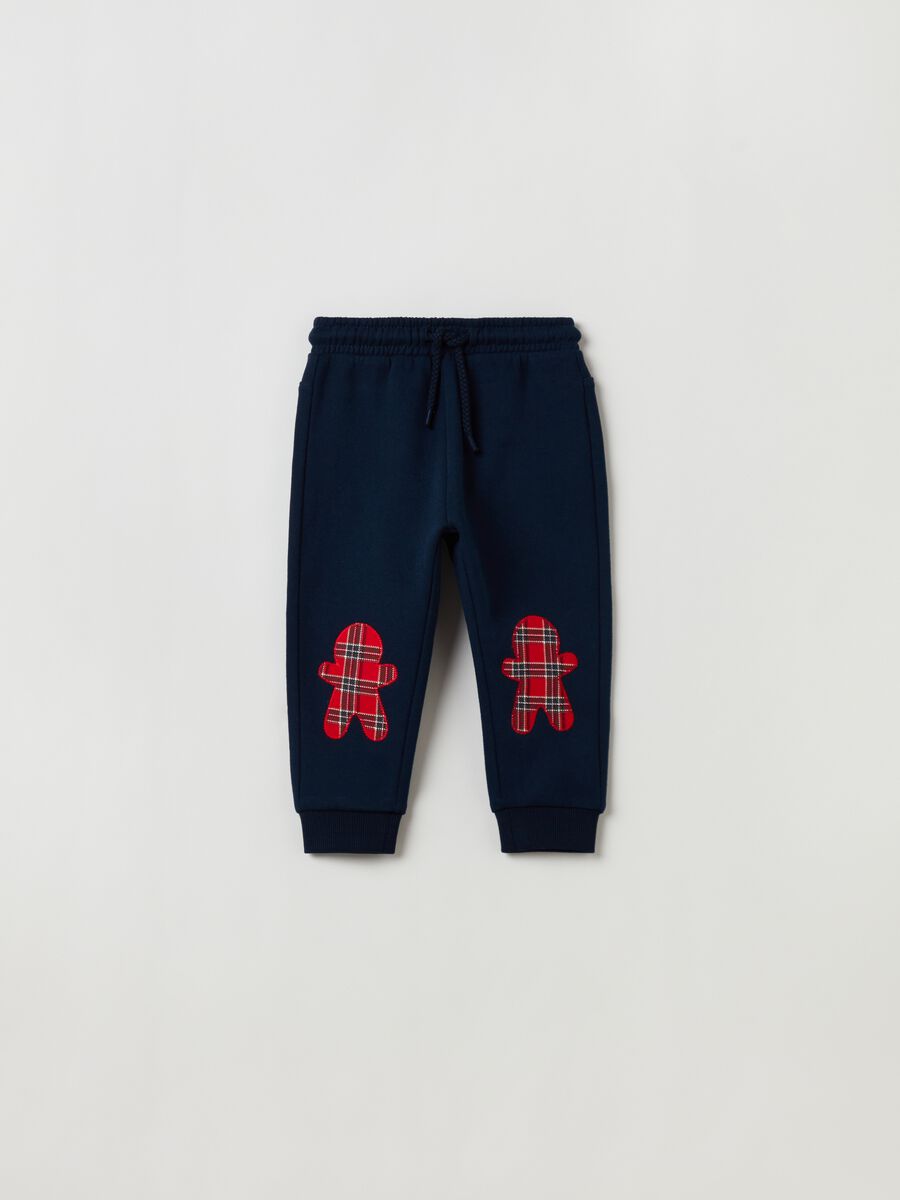 Joggers con coulisse e patch tartan_0