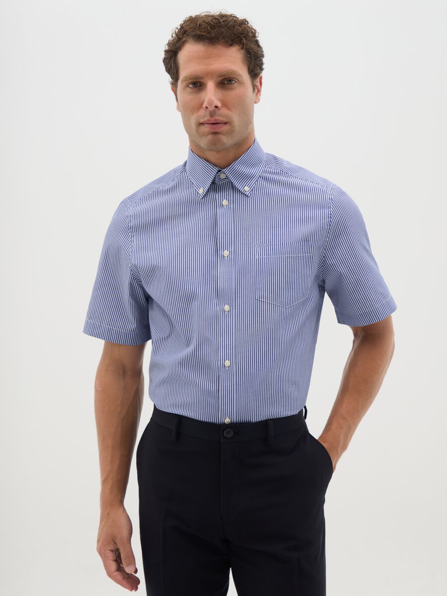 Men's multicolour cotton blend shirt regular fit with button-down collar_0