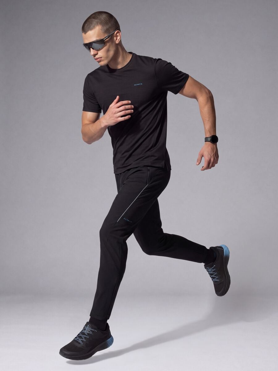 Pantaloni running neri in tessuto elasticizzato Easy Dry ALTAVIA_0