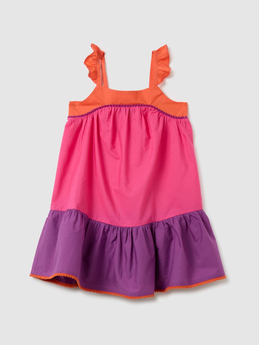 Multicolour pure cotton girls' dress with regular fit_0