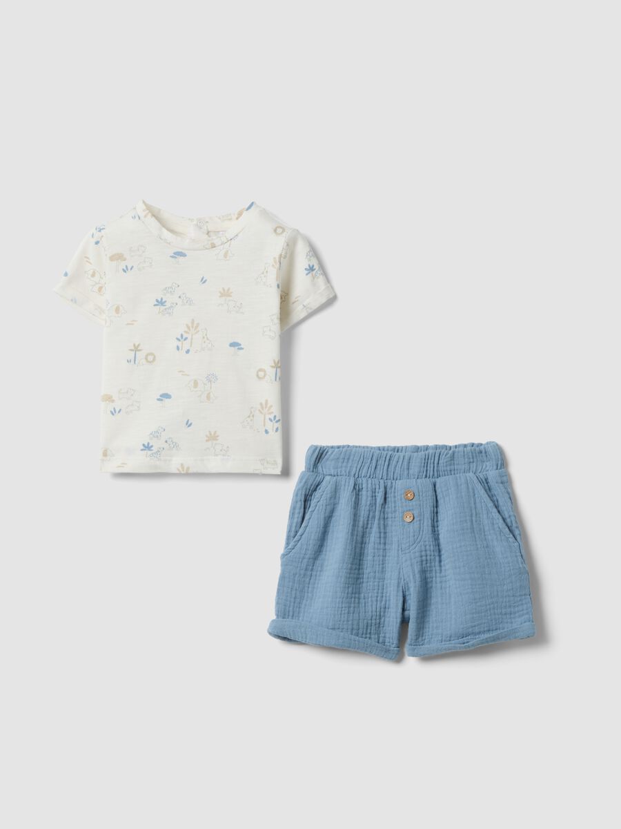 Set in puro cotone multicolor da neonato regular fit con stampe_0