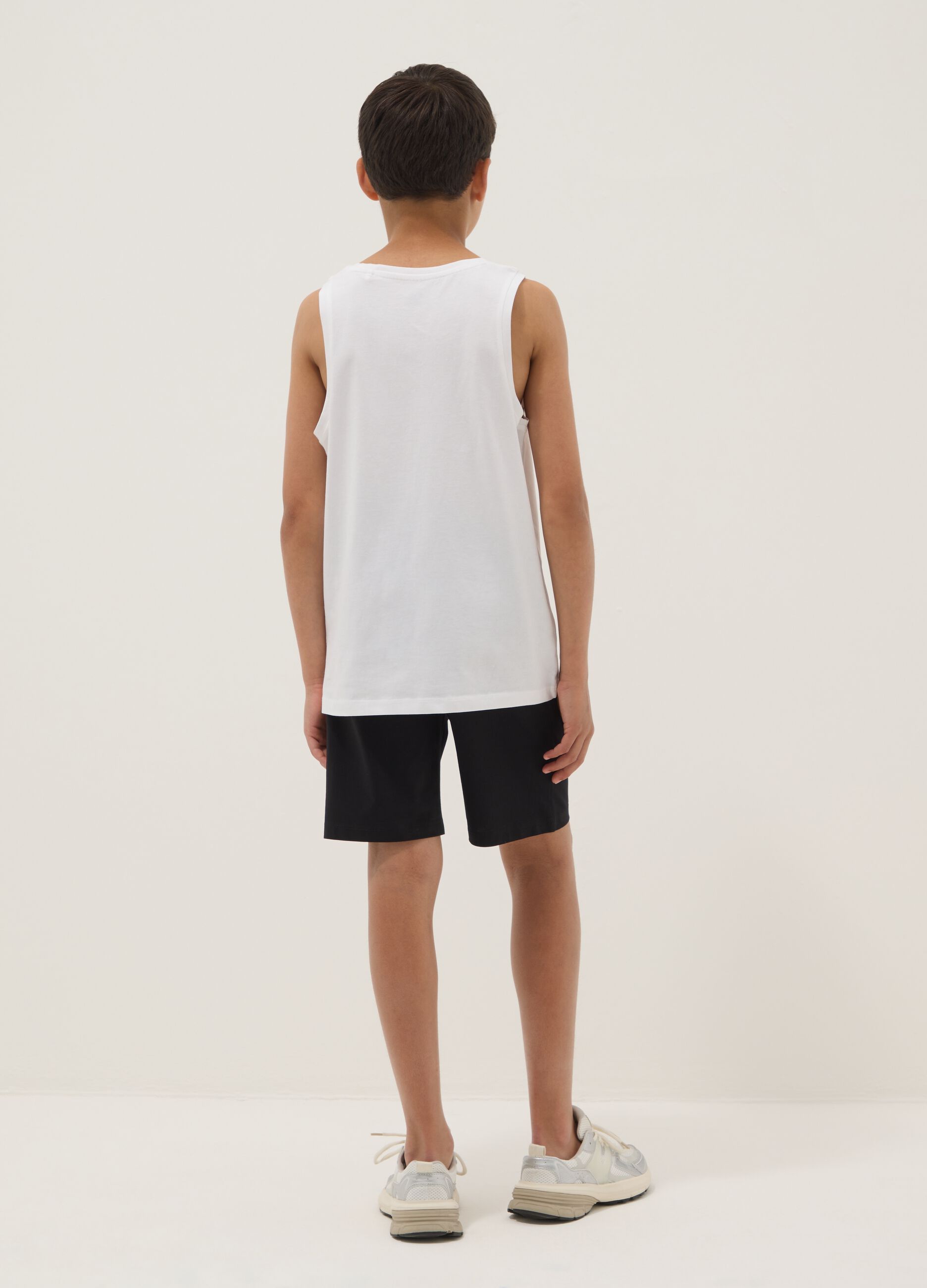 Black and white pure cotton set with top and shorts