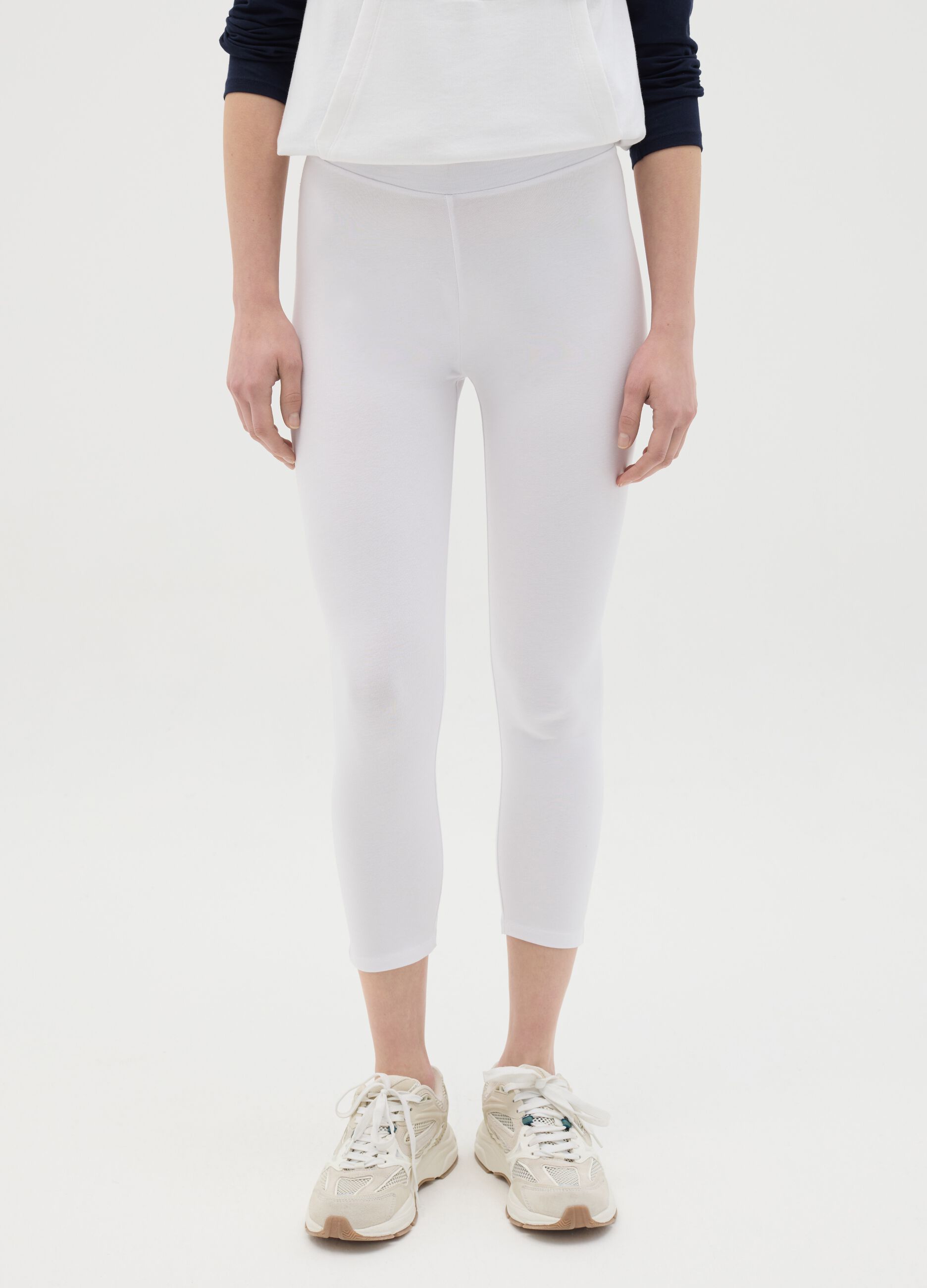 Leggings da donna  bianco regular fit
