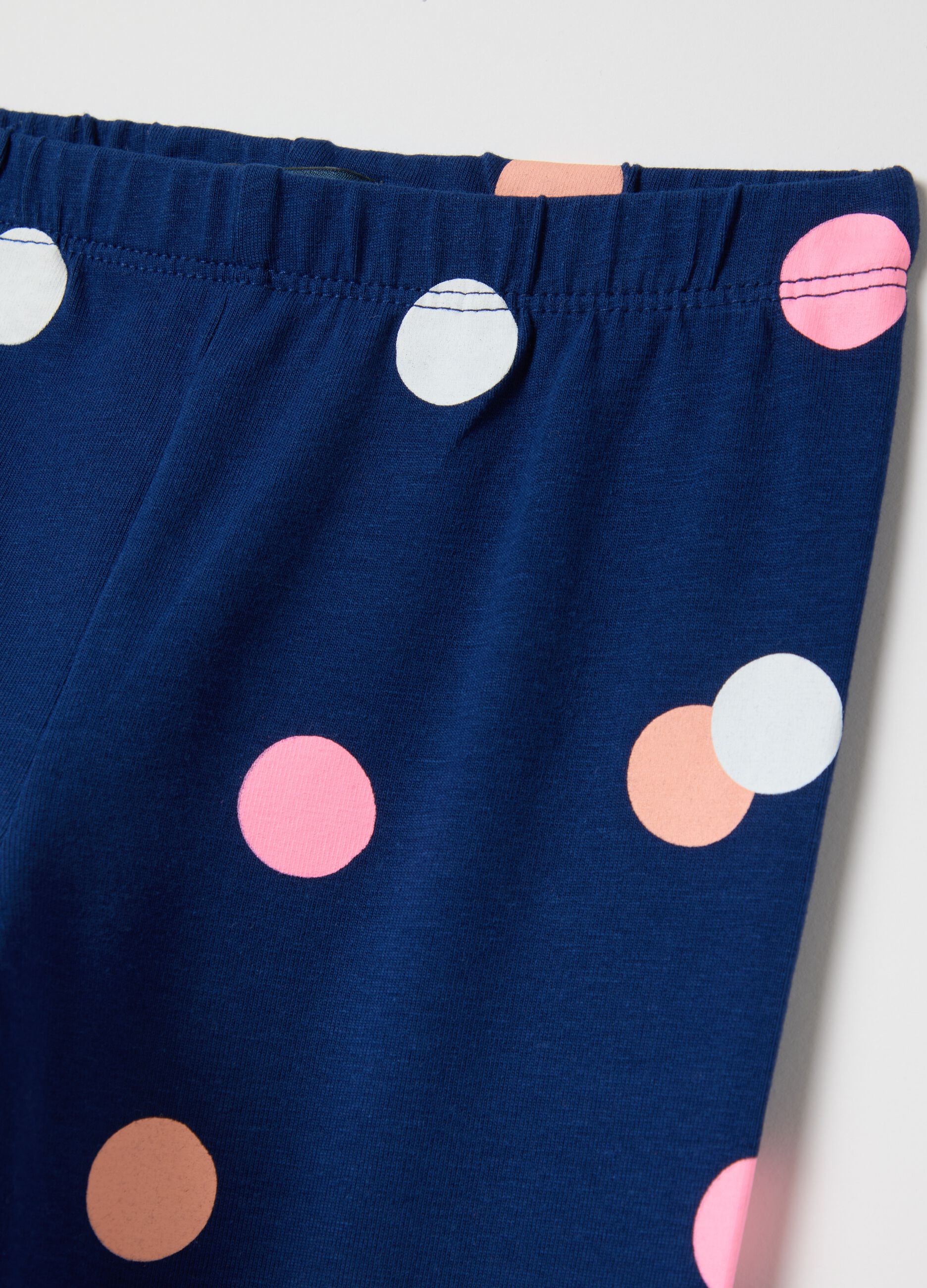 Blue three-quarter leggings in stretch cotton
