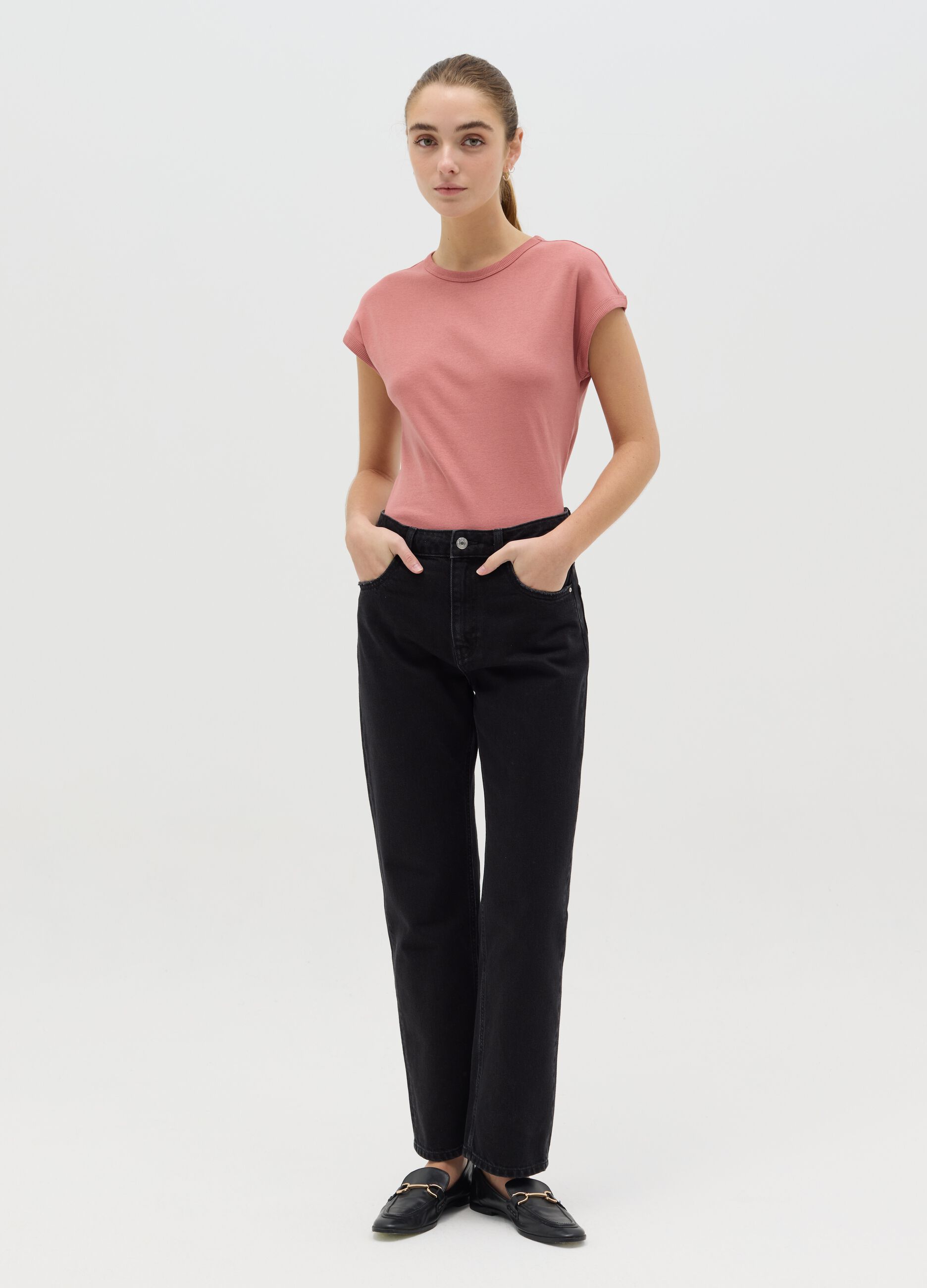 T-shirt con maniche a kimono rosa