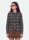 Grey flannel shirt in stretch viscose with tie, slim fit_0