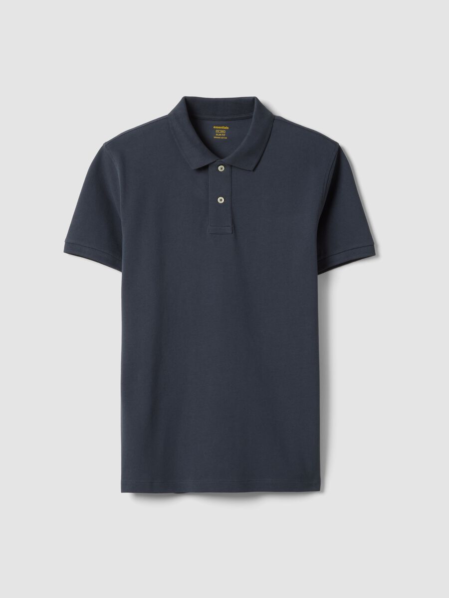 Blue slim fit short-sleeve polo in pure cotton_4