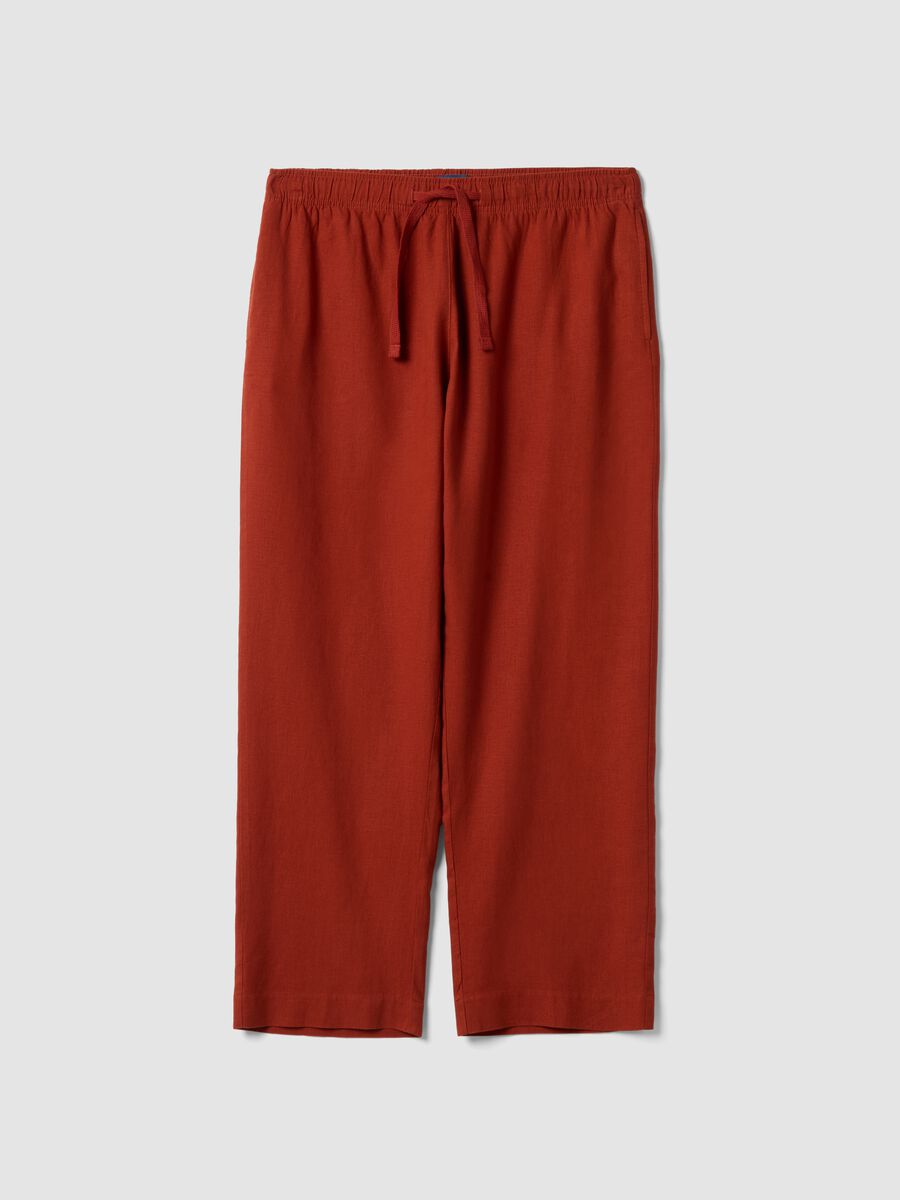 Pantaloni in misto lino rosso regular fit_4