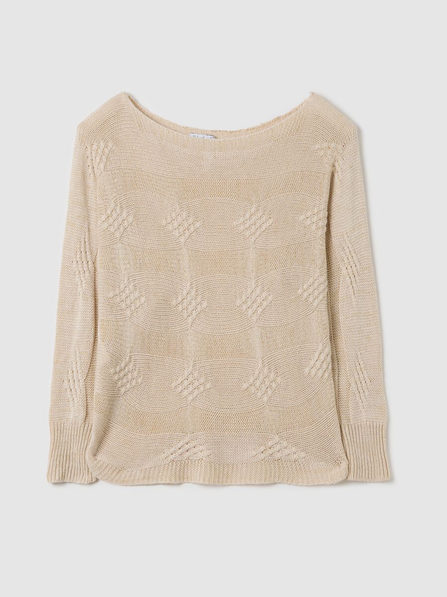 Beige long-sleeved top with design_4