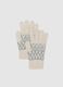 Beige gloves with grey geometric pattern_0