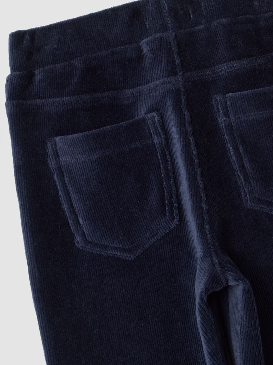 Light blue flared stretch cotton trousers_3