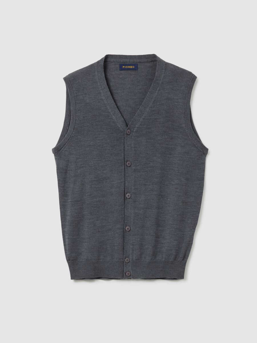 Grey merino wool regular fit waistcoat_4