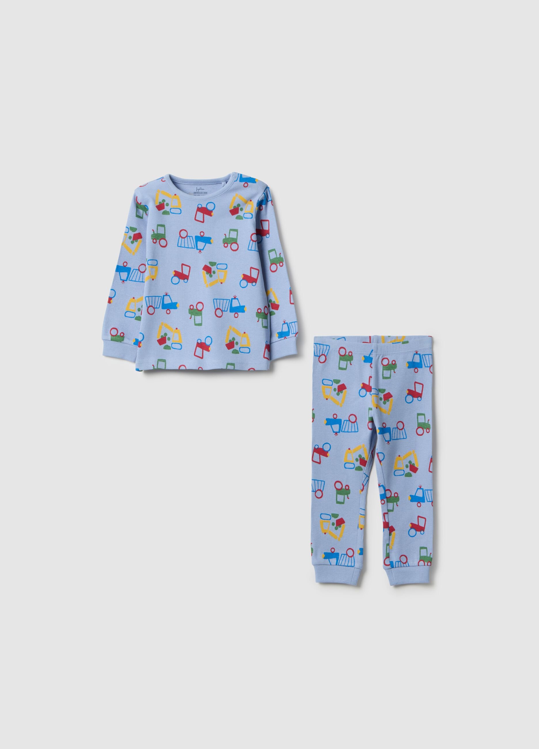 Multicoloured regular fit baby pyjamas in cotton blend with print