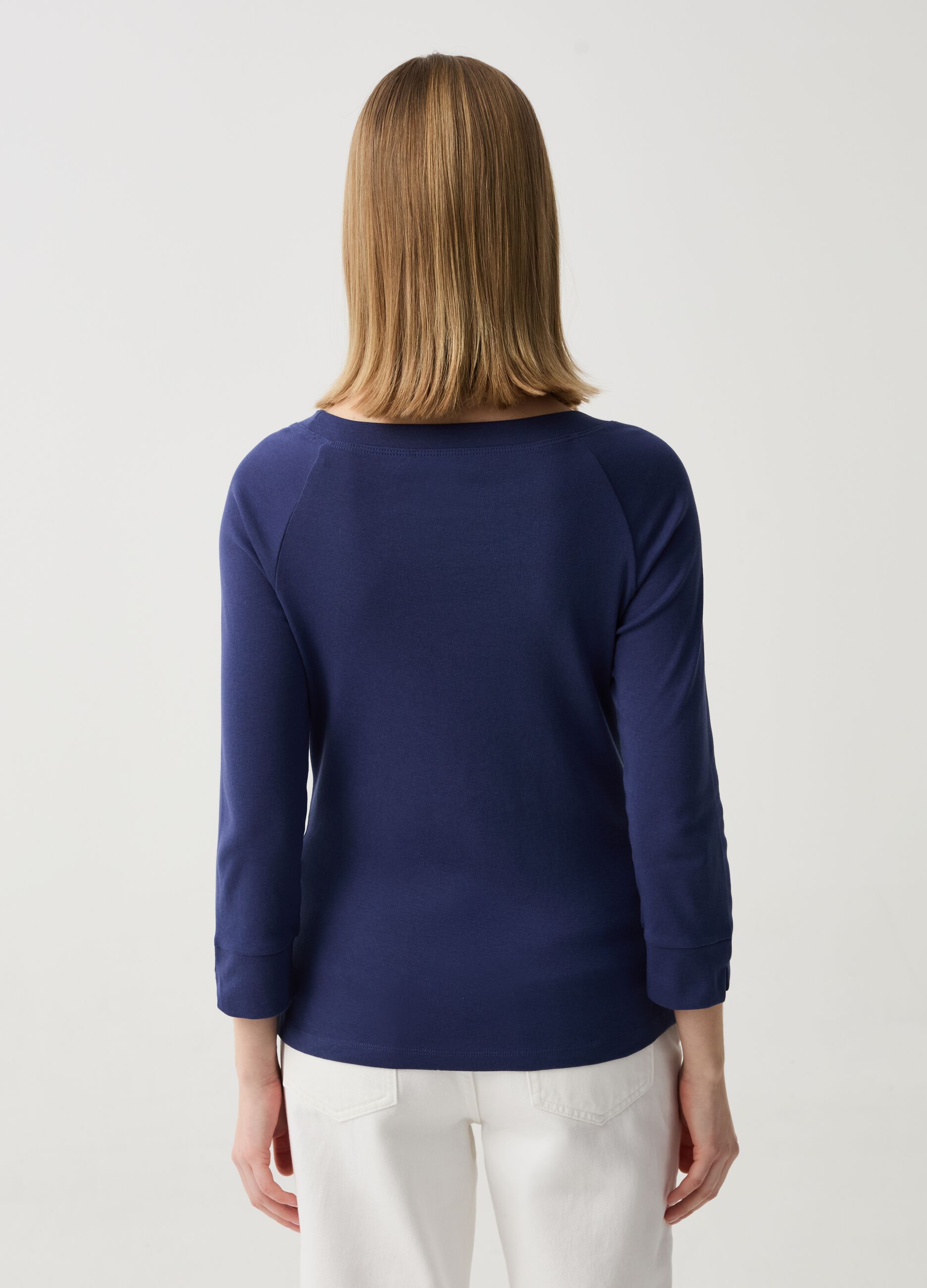 T-shirt maniche a tre quarti con spacchetti