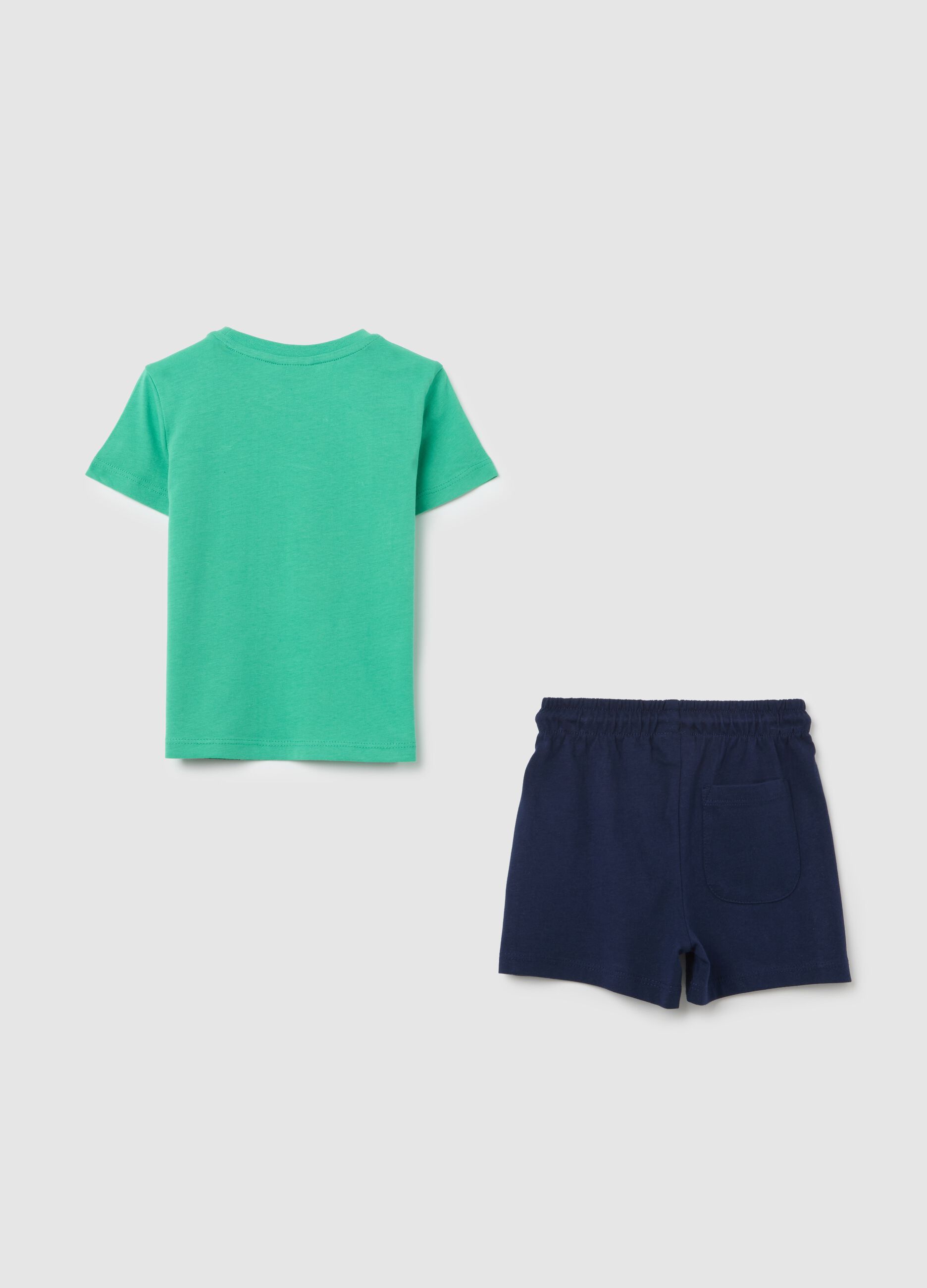 Completo jogging da bambino in puro cotone verde regular fit con stampa