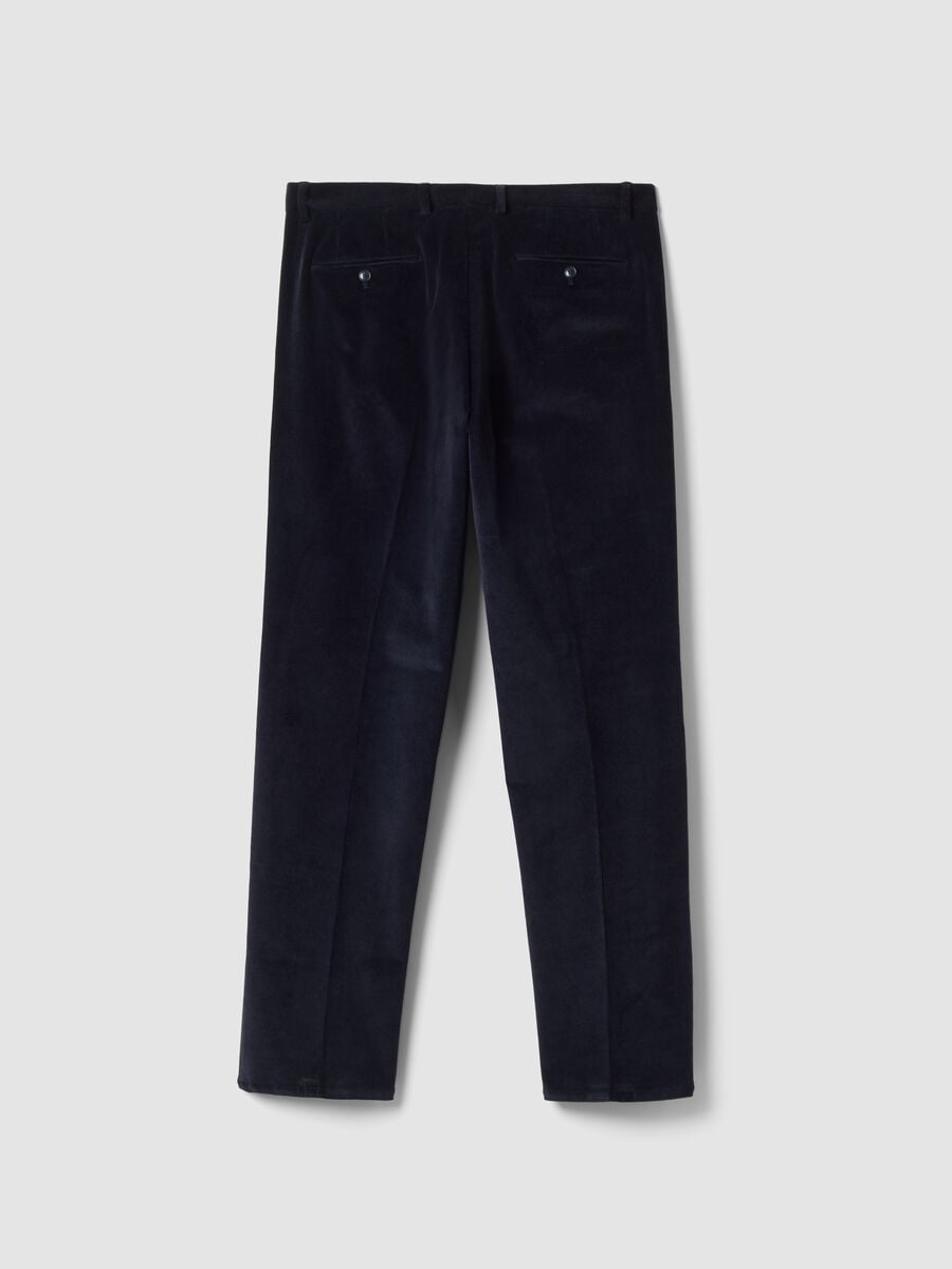 Navy blue stretch cotton trousers_2