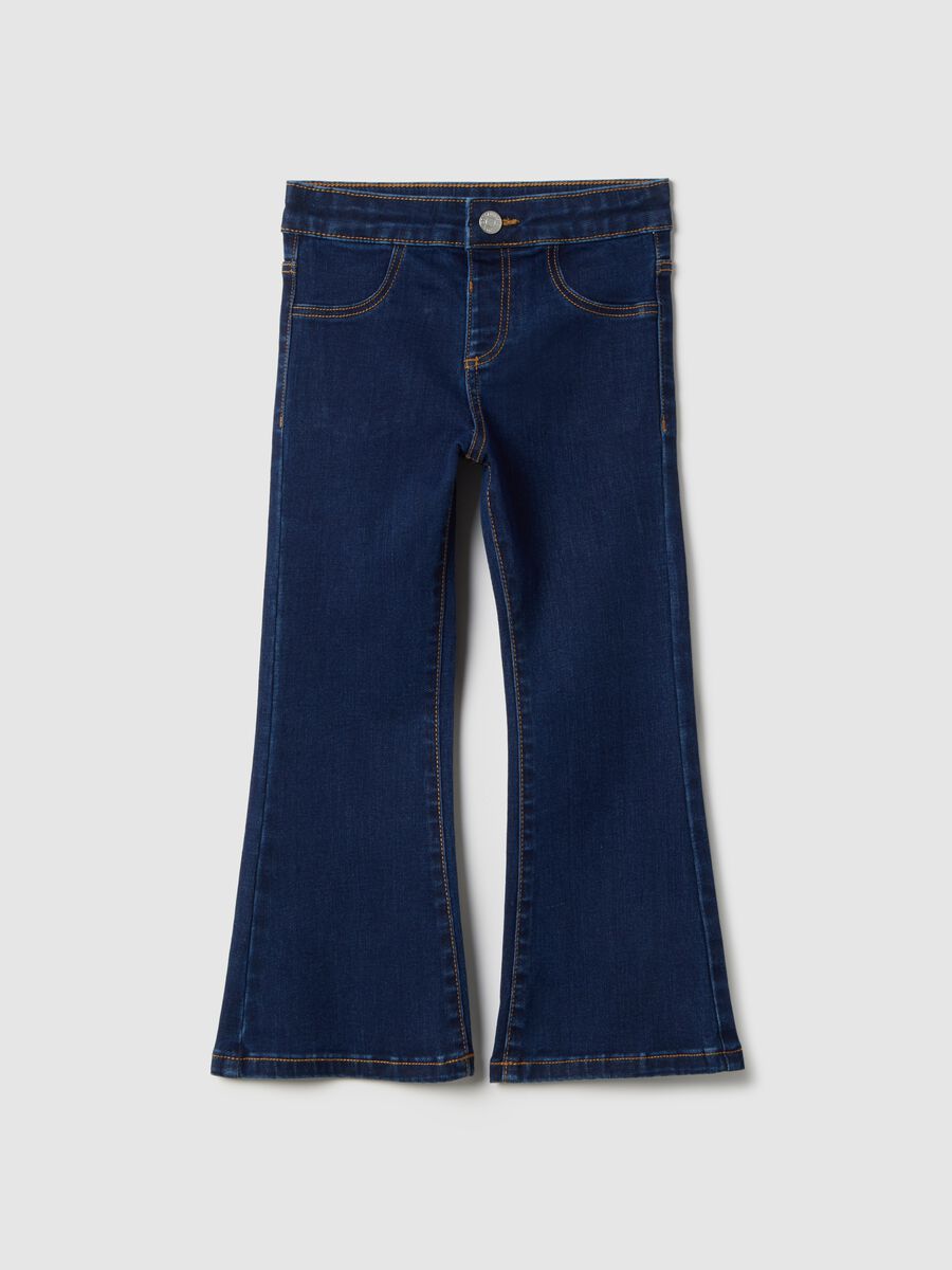 Jeans flare in misto cotone blu regular fit per bambine_0