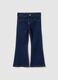 Blue regular fit cotton blend flare jeans for girls_0