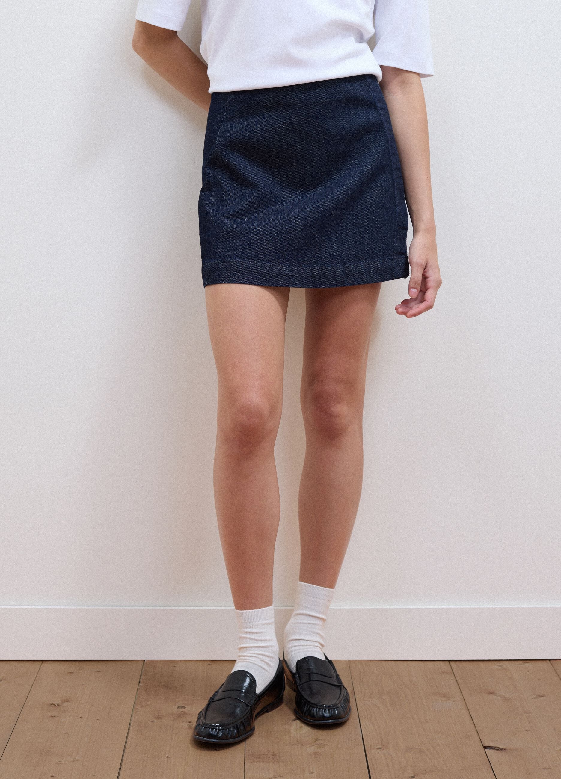 Blue pure cotton denim skirt