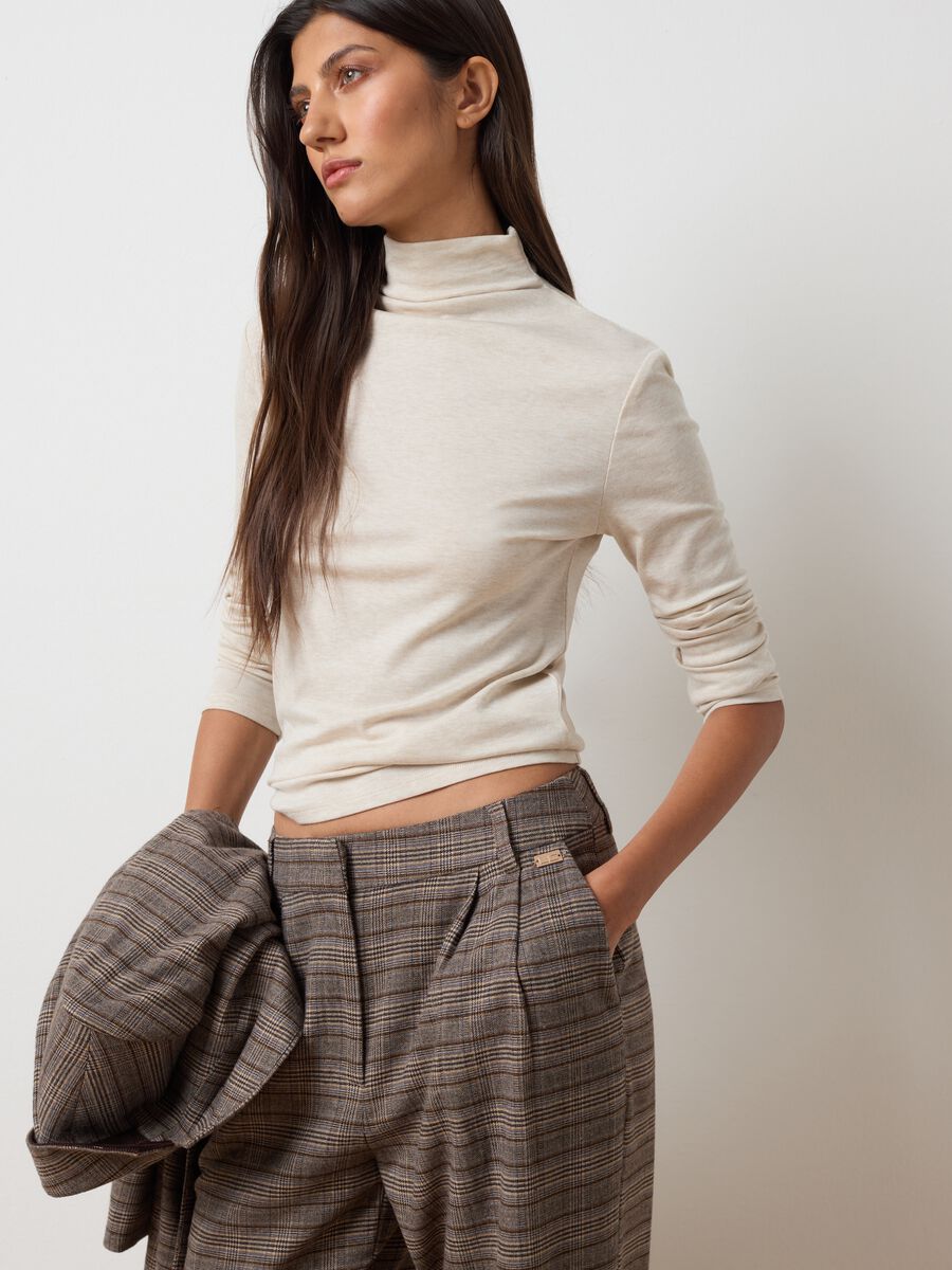 Beige Long Sleeve Lyocell Top_2