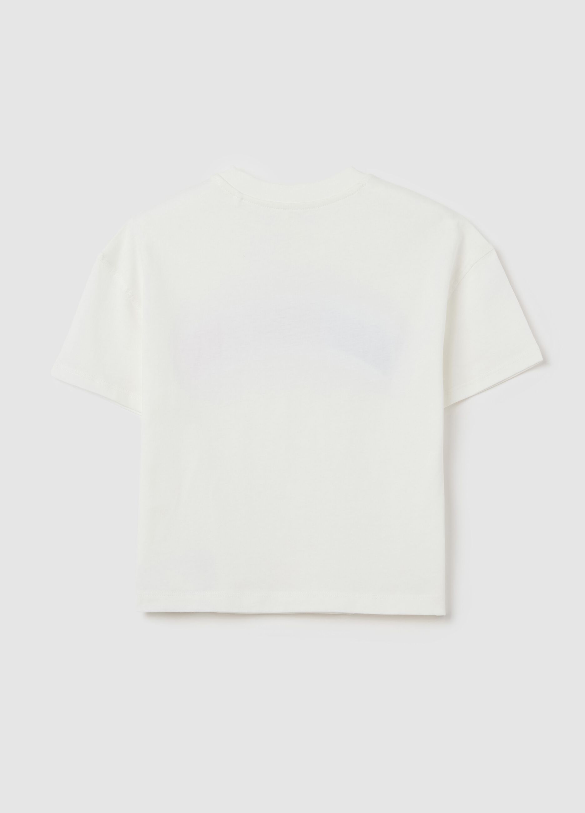 T-shirt da ragazza in puro cotone bianca regular fit con stampa