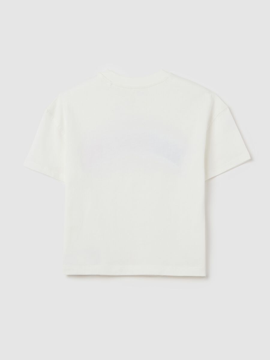 T-shirt da ragazza in puro cotone bianca regular fit con stampa_4