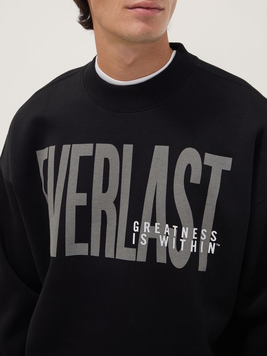 Black cotton-blend sweatshirt with front logo_2