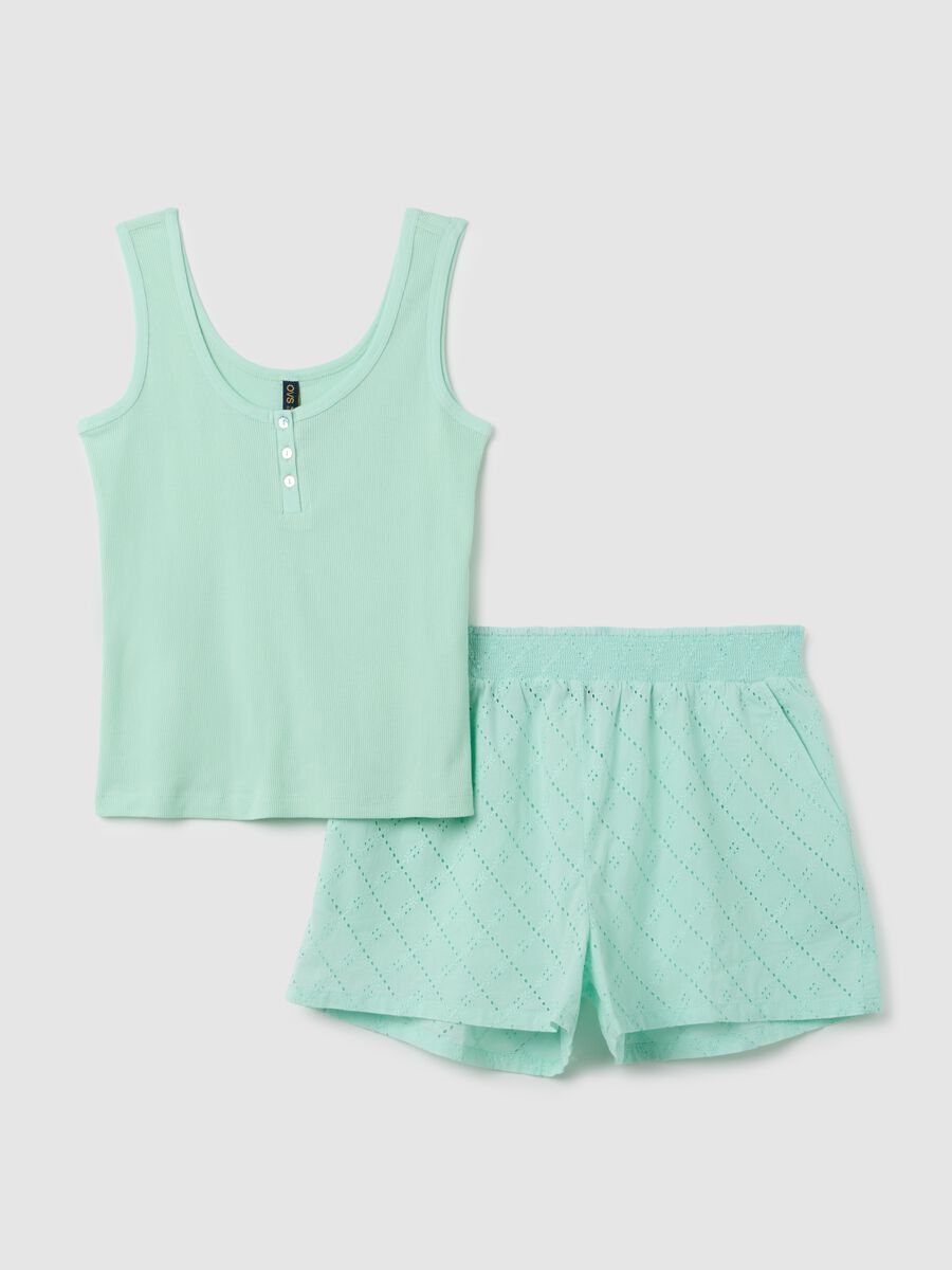 Set pigiama da donna in puro cotone verde_4