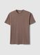 Brown pure cotton short sleeve regular fit T-shirt_4