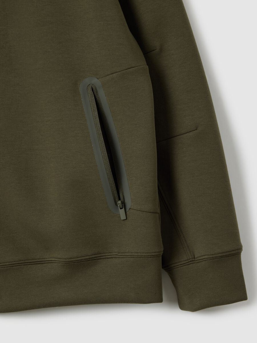 Regular fit green hoodie with front zip collar_5