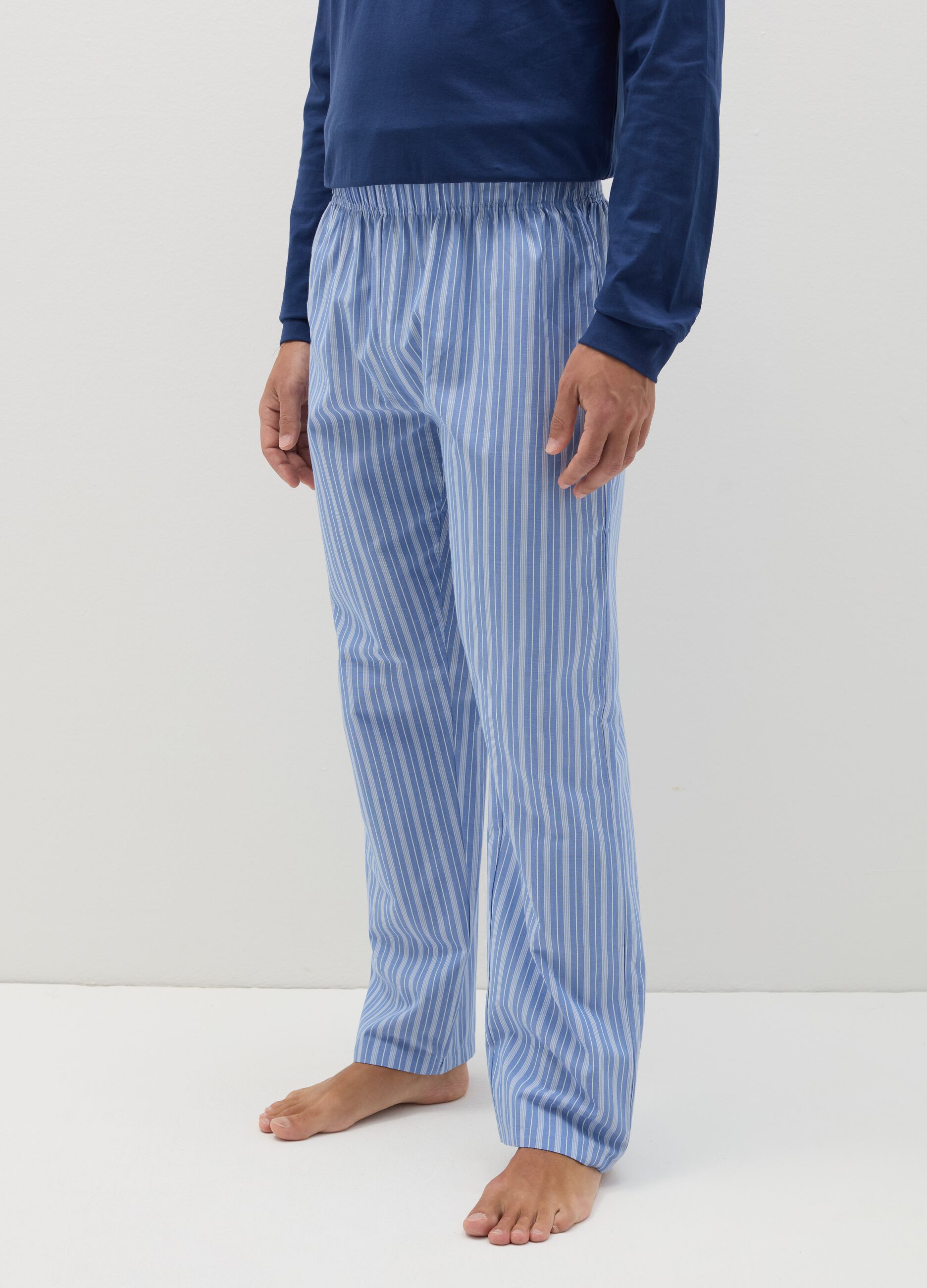 Long pyjamas with granddad neckline